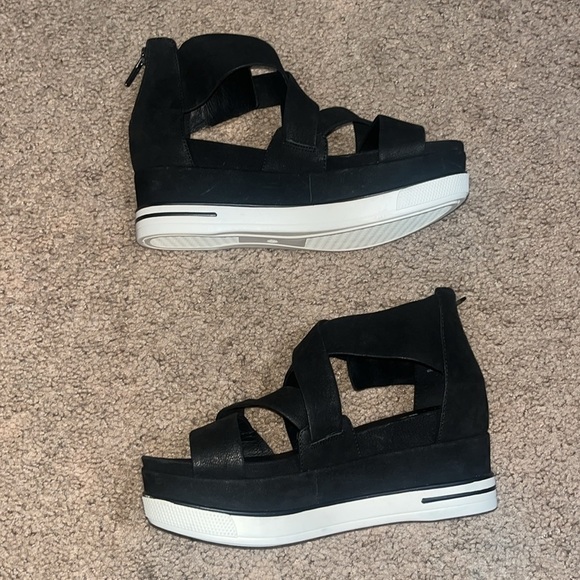 Eileen Fisher Boost Washed Leather Platform Sandal Black 6.5 - Picture 4 of 8